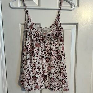 LOFT White and Cream Ruffled Camisole Top
